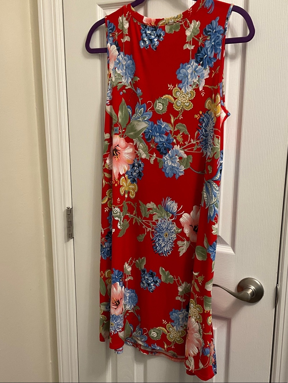 Apt. 9 Red Floral Sleeveless Dress with Blue & Pink Blooms - Picture 4 of 5